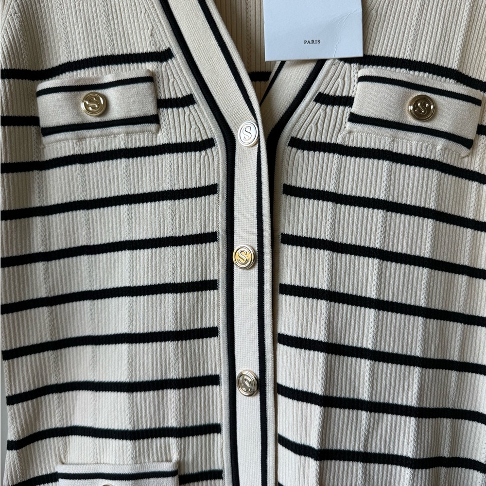 NWT Sandro Stripy Knit Maxi Dress Size L - Picture 5 of 11